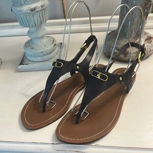 Nwob Lauren Ralph Lauren Navy Thong Sandals Sz 8
